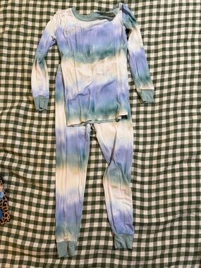 Little Sleepies Kids Tie-Dye Long Sleeve Pajama Set - Pastel Blue & Green